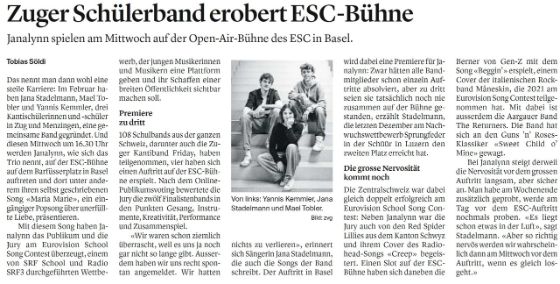 Zuger Schülerband erobert ESC-Bühne