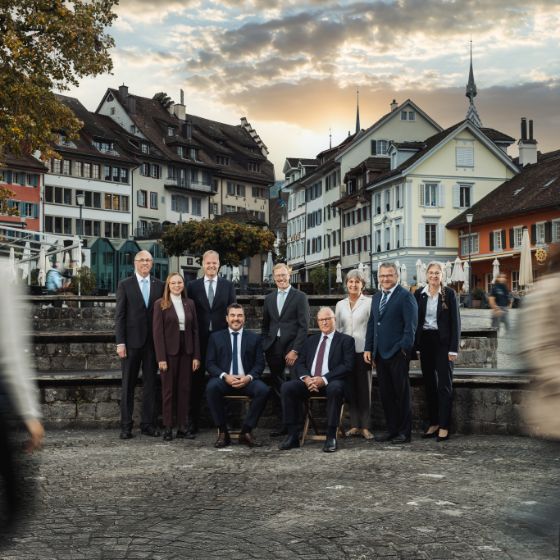 Regierungsrat des Kantons Zug mit Landschreiber und stellvertretenden Landschreiberin, Legislaturperiode 2023 bis 2026