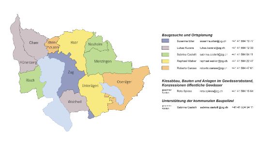 Zuständigkeiten Koordinationsstelle Planungen und Baugesuche