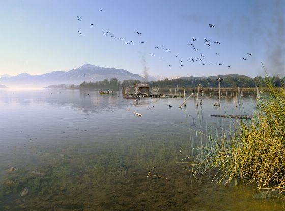Cham-Eslen im Frühjahr 4129 v. Chr., Ansicht mit See und Ufer