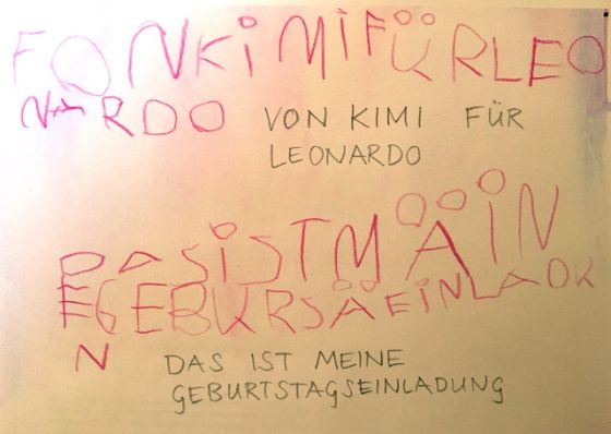 Abbildung 3: Korrekte Schreibweise durch die Lehrperson oder die Eltern ergänzt