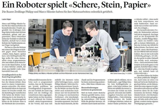 Ein Roboter spielt "Schere, Stein, Papier"