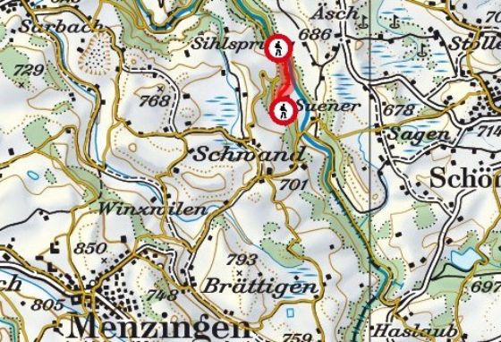 Übersichtsplan Wanderweg Zuger Sihlufer