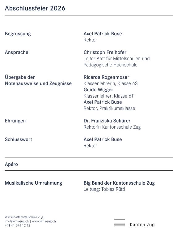 Programm Abschlussfeier 2026