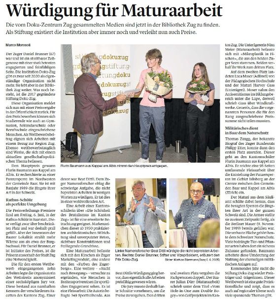 Würdigung für Maturaarbeiten
