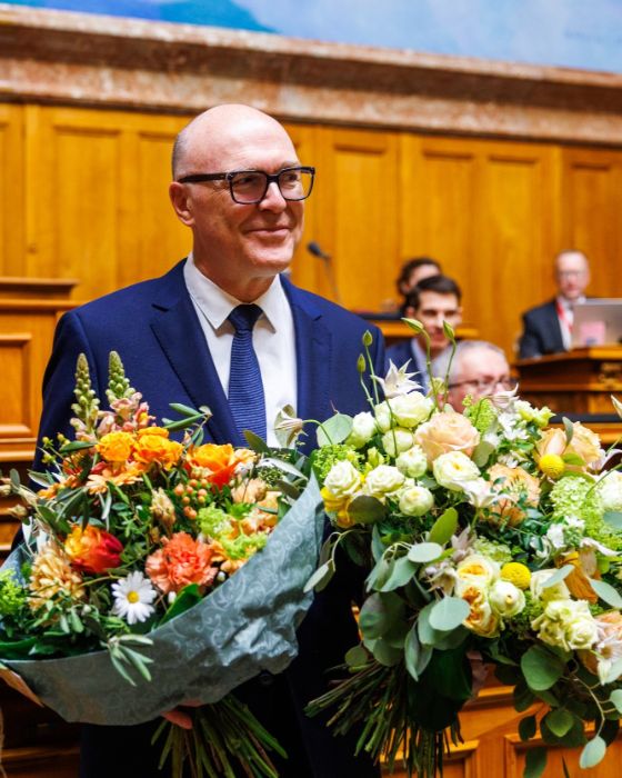 Martin Pfister nach der gewonnenen Wahl zum Bundesrat
