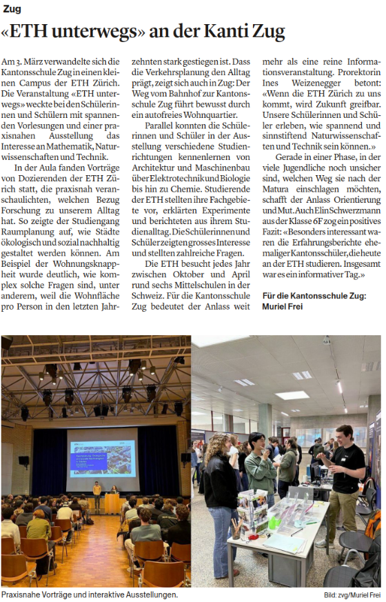 "ETH unterwegs" an der Kanti Zug