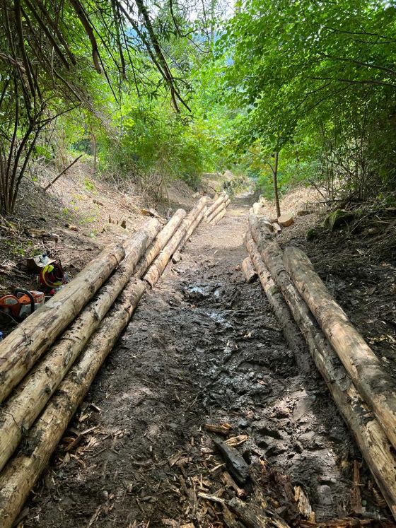 Zivilschützer sanieren einen Bachverlauf in Unterägeri