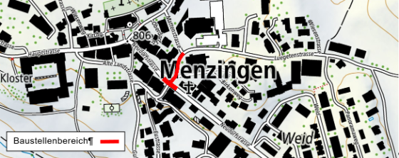 Lageplan Dorfzentrum Menzingen