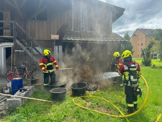 Mottbrand in Holzschopf