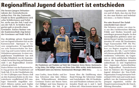 Regionalfinal Jugend debattiert ist entschieden