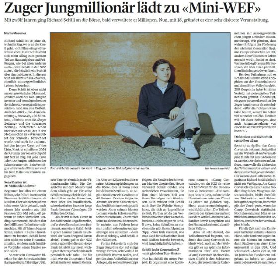 Zuger Jungmillionär lädt zu "Mini-​WEF"