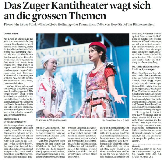 Das Zuger Kantitheater wagt sich an die grossen Themen