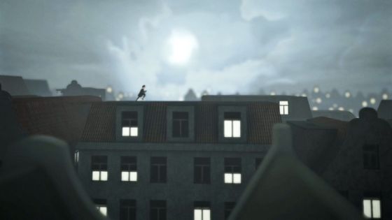 Abbildung 2: In Amsterdam flüchtet das Mädchen Hannah unter anderem über Dächer. Die Gamer*innen müssen am Schluss des ersten Kapitels entscheiden, ob sie Hannah in Amsterdam verstecken oder mit ihr aus Amsterdam fliehen sollen. © Inlusio Interactive.